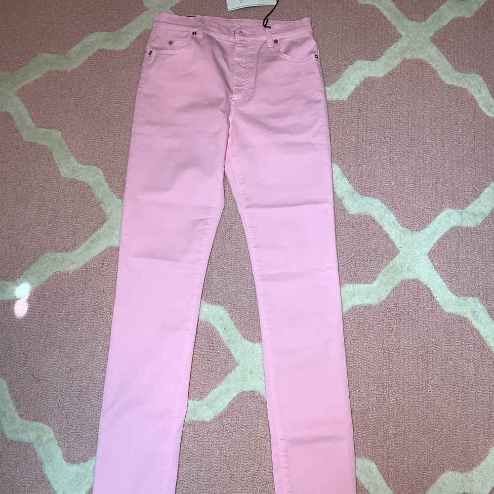 GUCCI High Waist Logo Patch Skinny Jeans In 5893 - Picture 6 of 10